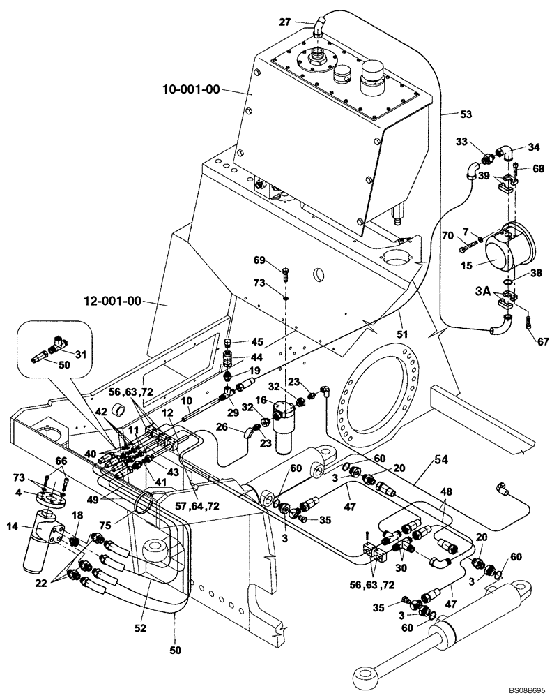 Схема запчастей Case SV210 - (06-002-00[01]) - STEERING, HYDRAULIC CIRCUIT (GROUP 336) (ND132340) (05) - STEERING