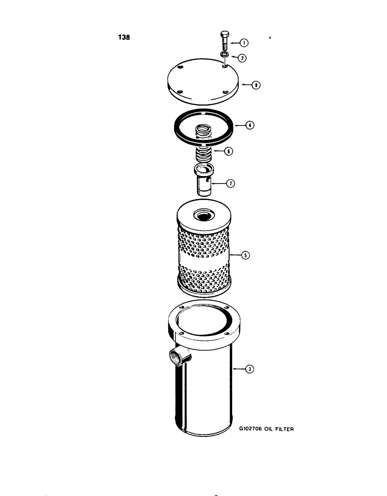 Схема запчастей Case 850B - (138[A]) - G102706 FILTER - TRANSMISSION (03) - TRANSMISSION