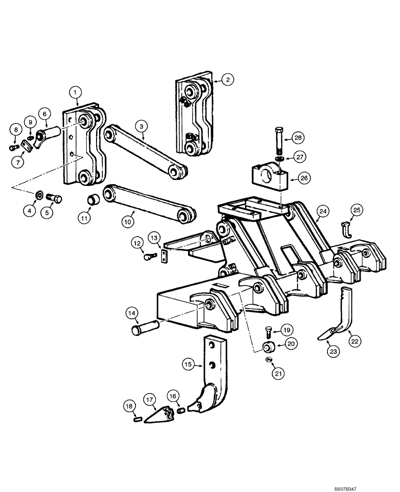 Схема запчастей Case 885 - (09.16[00]) - RIPPER - ASSEMBLY (09) - CHASSIS