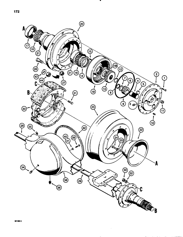 Схема запчастей Case 780B - (172) - L60800 REAR AXLE, AXLE HOUSING AND PLANETARY (06) - POWER TRAIN