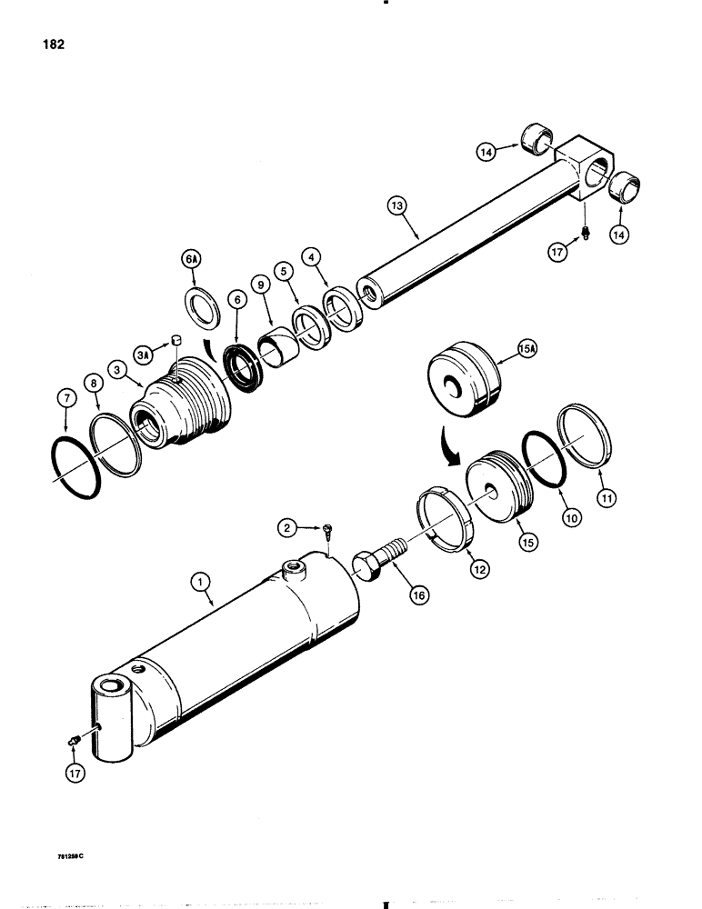 Схема запчастей Case 1845B - (182) - G33748 LOADER CLAM CYLINDER (08) - HYDRAULICS