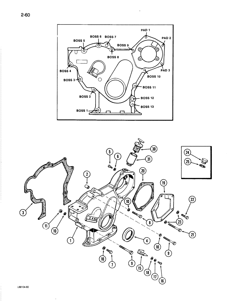 Схема запчастей Case 1080B - (2-60) - TIMING GEAR COVER, 504BDT ENGINE (02) - ENGINE