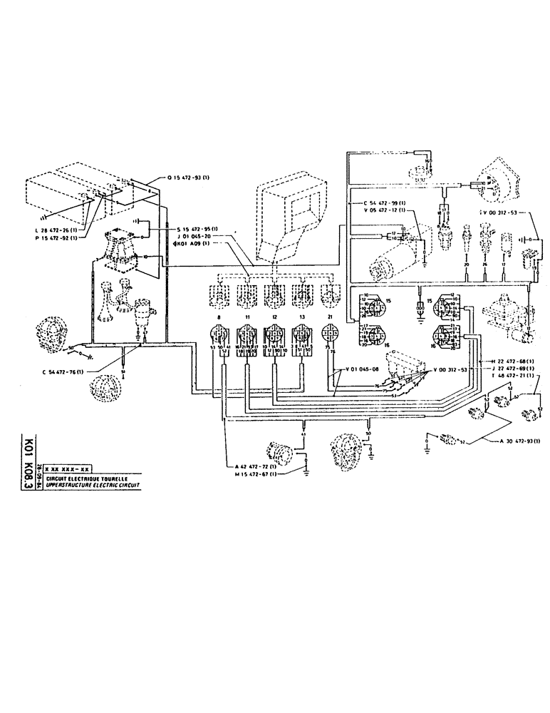 Схема запчастей Case 160CL - (251) - UPPERSTRUCTURE ELECTRIC CIRCUIT (06) - ELECTRICAL SYSTEMS