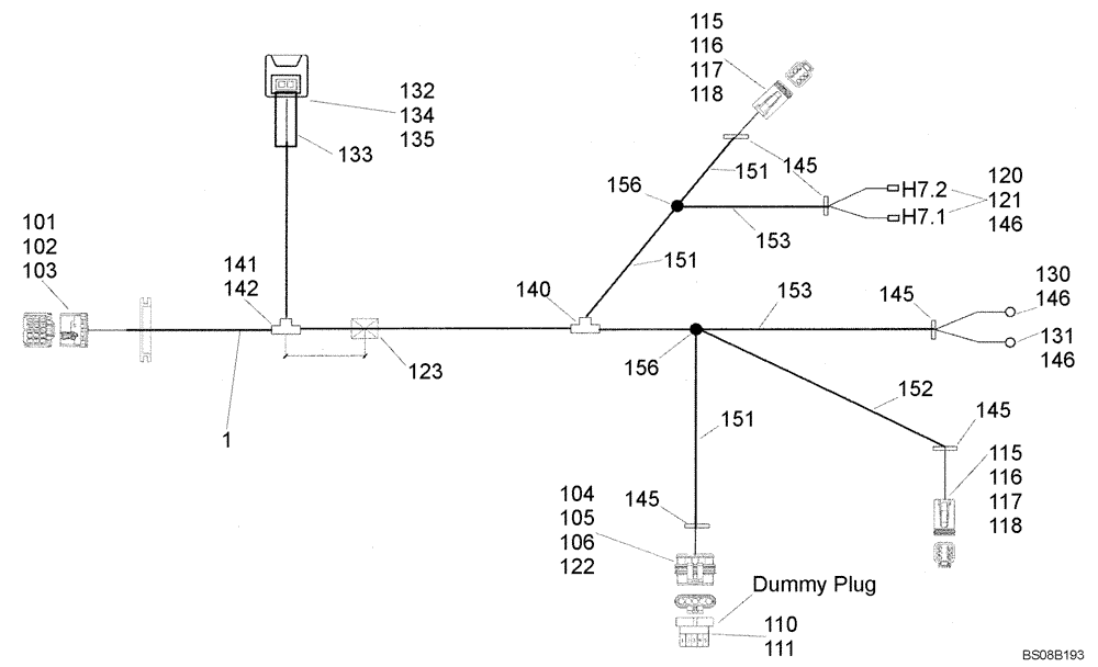 Схема запчастей Case 21E - (32.133[2991958000]) - WIRE HARNESS FRONT CARRIAGE (55) - ELECTRICAL SYSTEMS