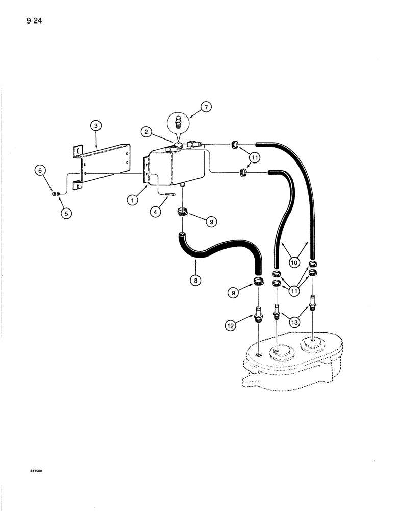 Схема запчастей Case 1086B - (9-024) - SWING GEARBOX LUBRICATION SYSTEM (09) - CHASSIS