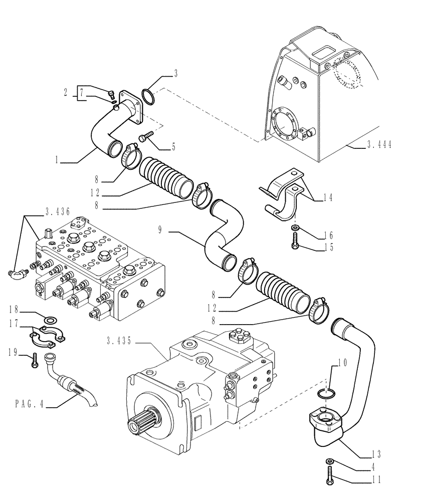 Схема запчастей Case 1850K - (3.434[01]) - HYDRAULIC SYSTEM PIPING (07) - HYDRAULIC SYSTEM/FRAME