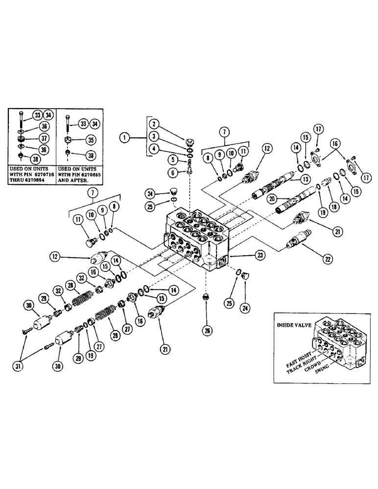 Схема запчастей Case 40 - (258) - 4-SPOOL MAIN CONTROL VALVE, (STANDARD INSIDE VALVE) (35) - HYDRAULIC SYSTEMS