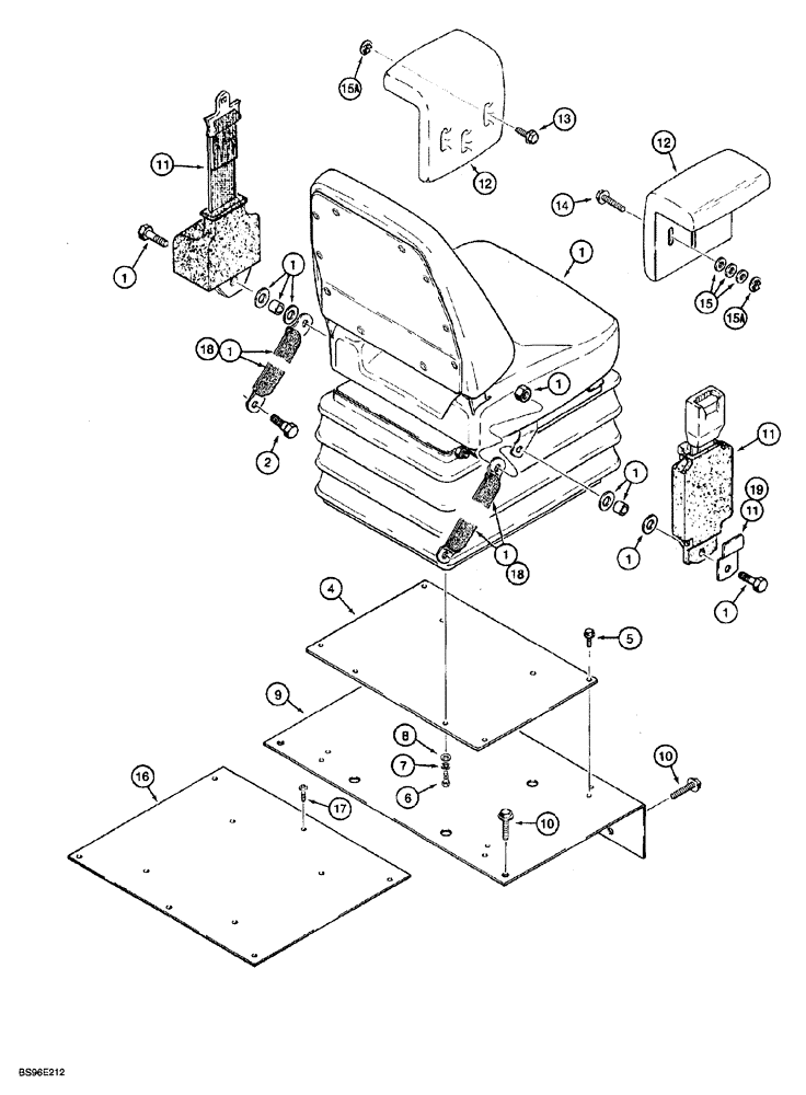 Схема запчастей Case 850G - (9-38) - SUSPENSION SEAT MOUNTING, ARMRESTS, AND SEAT BELT (05) - UPPERSTRUCTURE CHASSIS