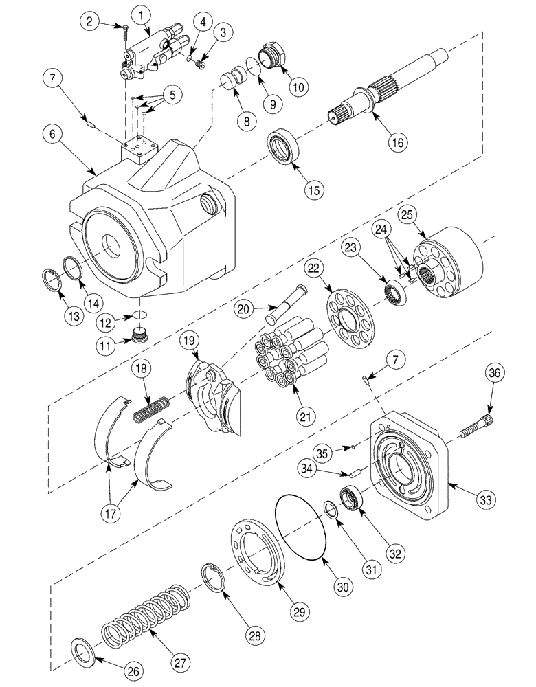 Схема запчастей Case 6030 - (08-17) - PUMP ASSY HYDRAULIC, AUXILIARY SYSTEM (08) - HYDRAULICS