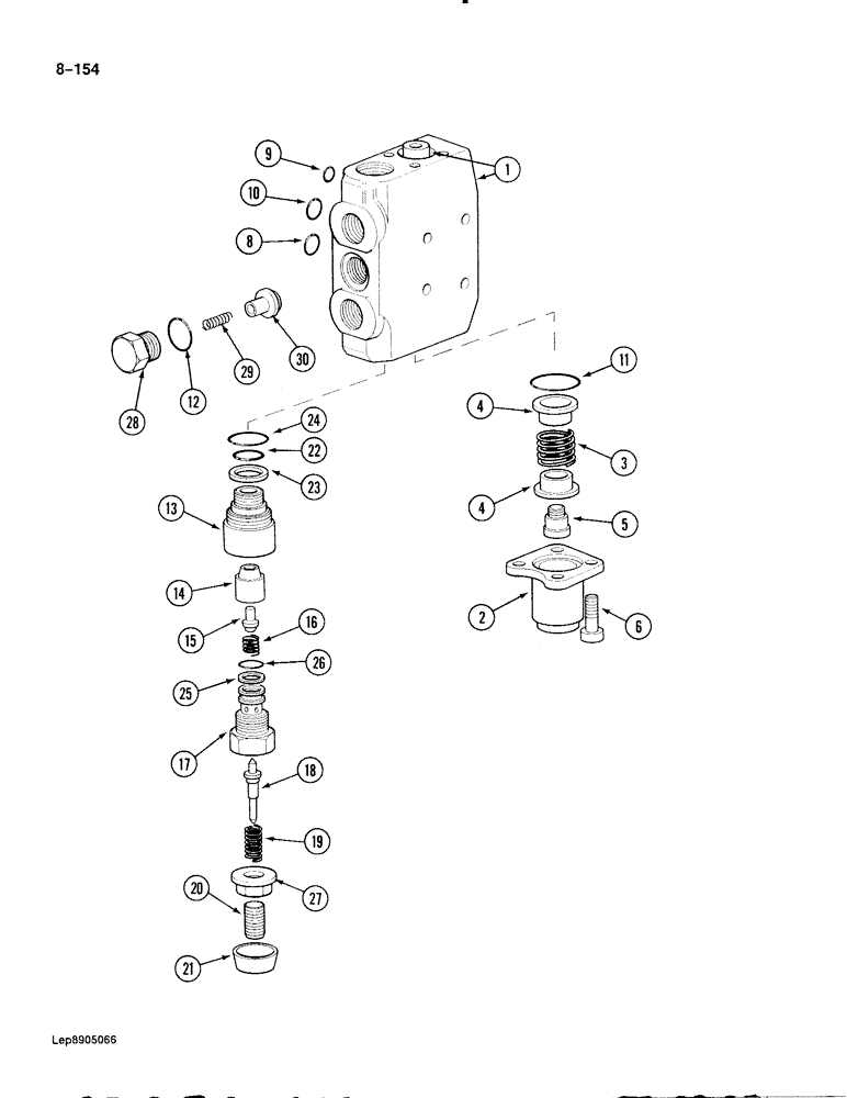 Схема запчастей Case 888 - (8-154) - CONTROL VALVE FOR OPTIONS, FOR WRIST-O-TWIST/ROTATOR, P.I.N. FROM XXXXX AND AFTER (08) - HYDRAULICS