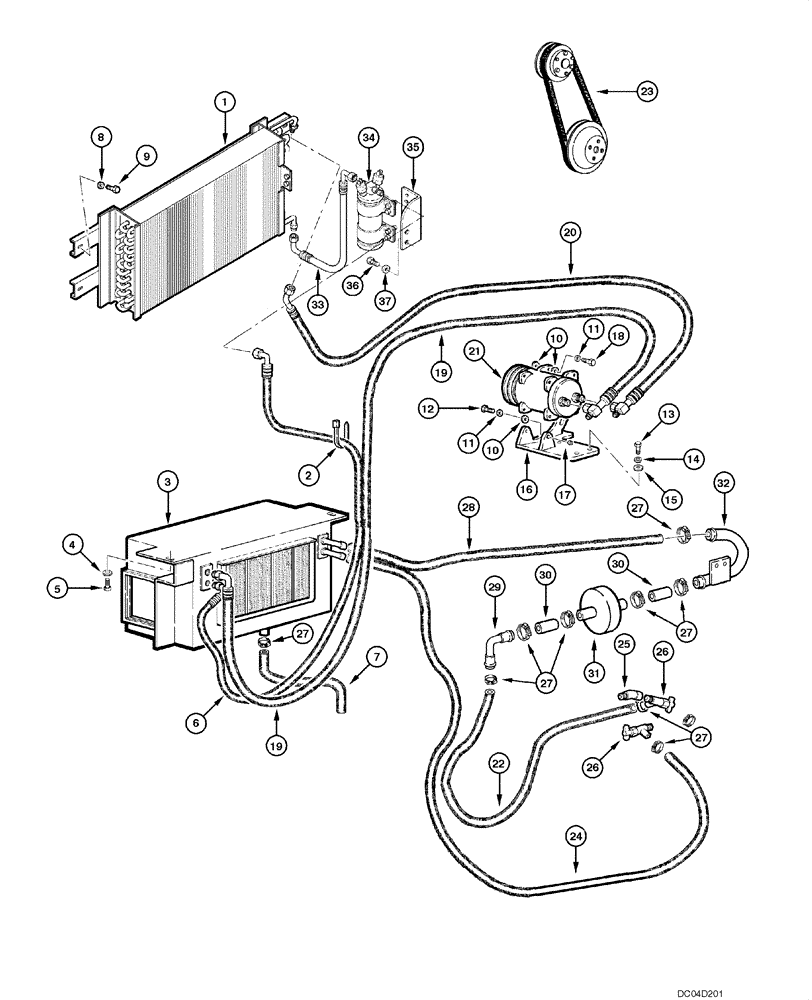 Схема запчастей Case 885 - (09.45[00]) - AIR CONDITIONING - CIRCUIT AND ASSEMBLY (09) - CHASSIS