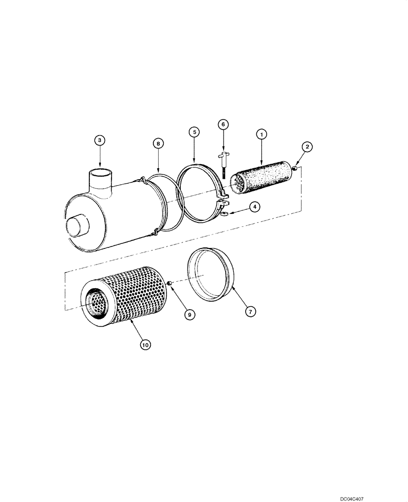 Схема запчастей Case 845 - (02.08[00]) - AIR CLEANER - ASSEMBLY (02) - ENGINE