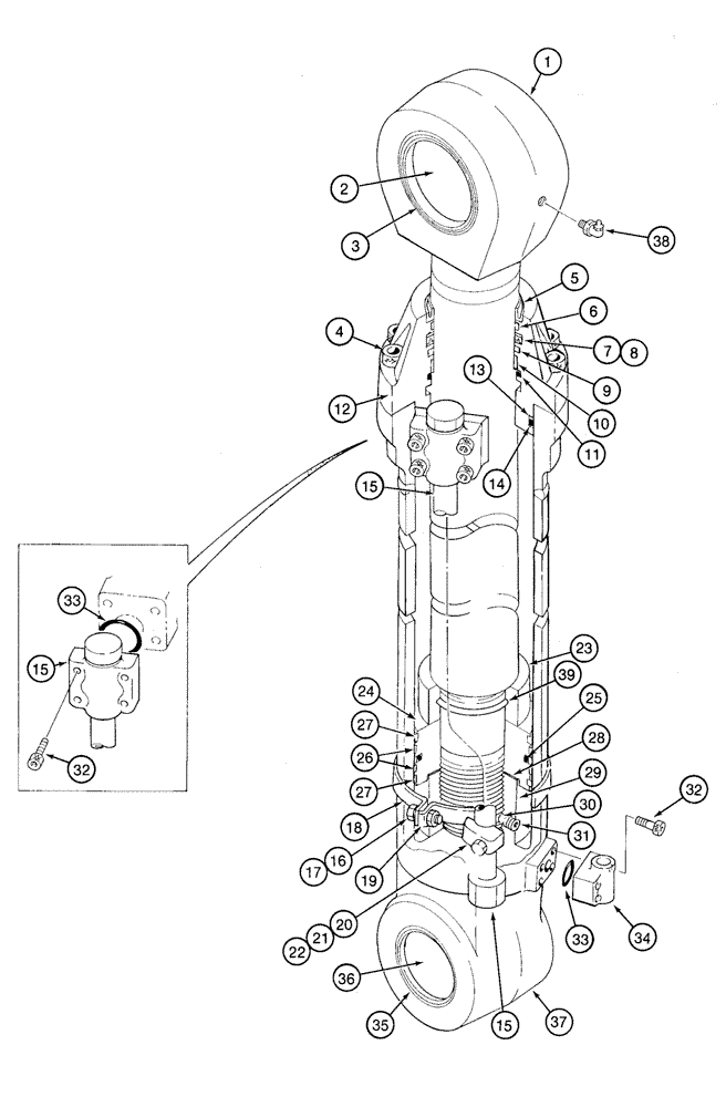 Схема запчастей Case 9020 - (8-096) - ARM CYLINDER (08) - HYDRAULICS