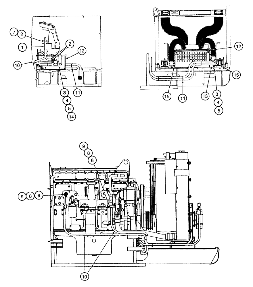 Схема запчастей Case 9050B - (9-060) - HEATER LINES, MODELS WITH OR WITHOUT AIR CONDITIONING, P.I.N. EAC0501182 AND AFTER (09) - CHASSIS/ATTACHMENTS