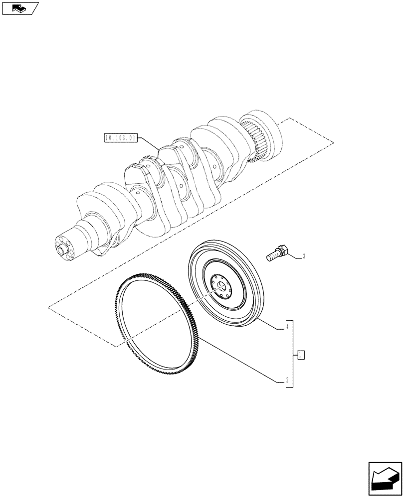 Схема запчастей Case F4HFE613X A004 - (10.103.02) - FLYWHEEL (10) - ENGINE