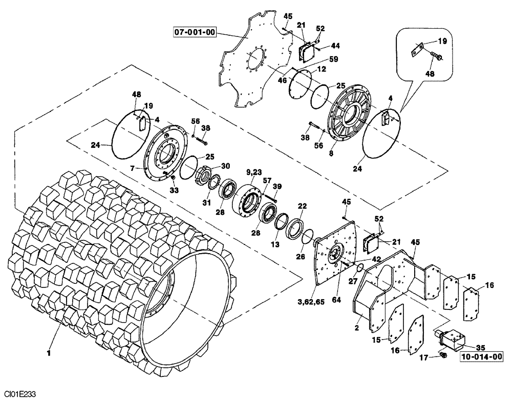 Схема запчастей Case SV210 - (12-011-00[01]) - DRUM FOR TAMPING COMPACTION (09) - CHASSIS