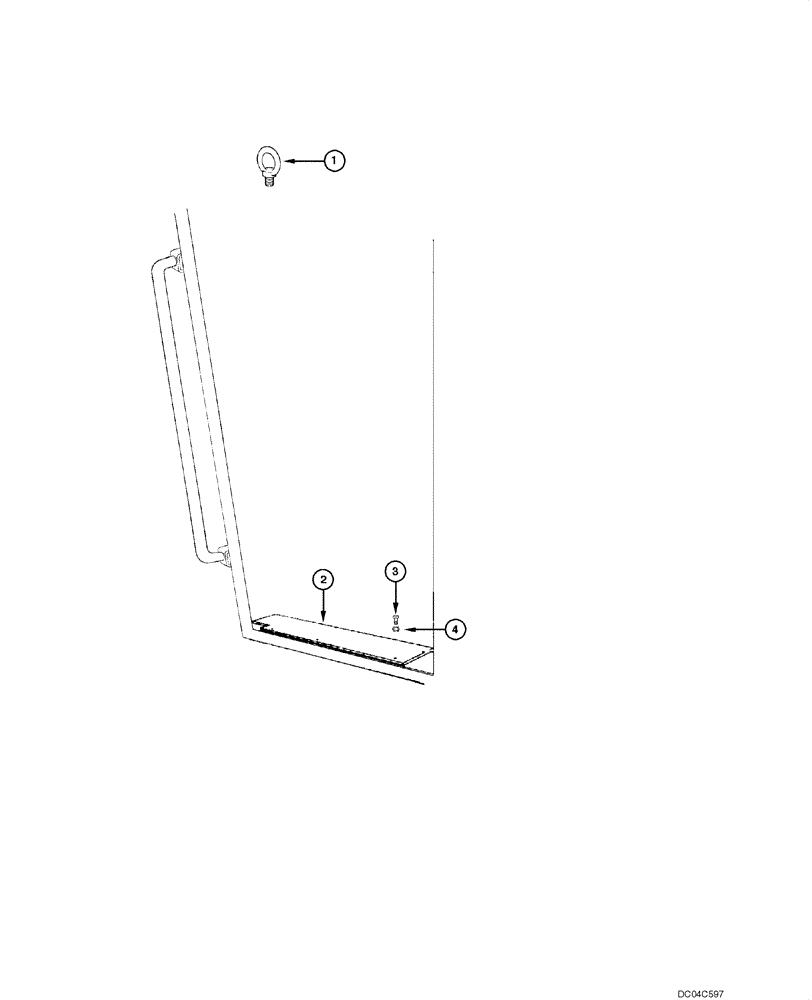 Схема запчастей Case 845 - (09.32[00]) - CAB - HAND RAIL AND HOOK (09) - CHASSIS