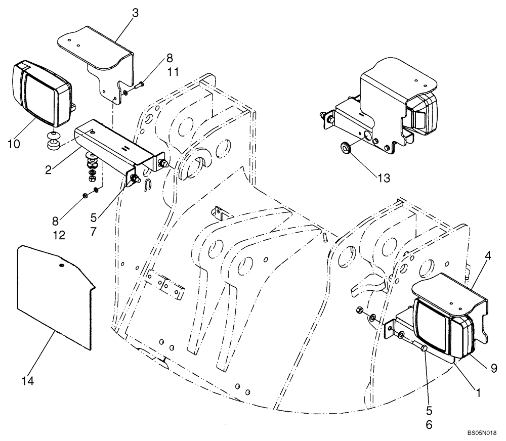 Схема запчастей Case 621D - (04-18A) - MOUNTING - LAMP, FRONT (04) - ELECTRICAL SYSTEMS