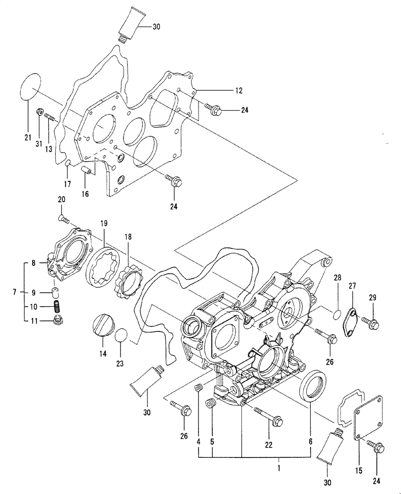 Схема запчастей Case CX36B - (ENGINE-02[1]) - CRANKCASE COVERS (10) - ENGINE