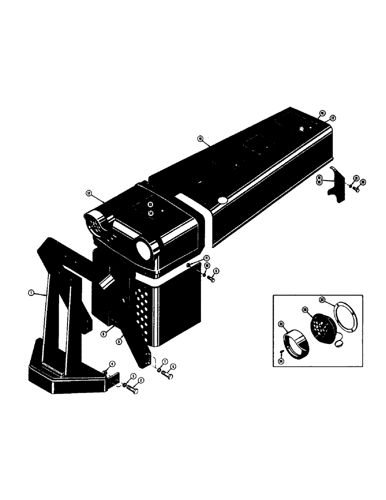 Схема запчастей Case 320 - (04) - RADIATOR GUARD AND ENGINE HOOD (WHEEL TRACTOR) (00) - COMPLETE MACHINE