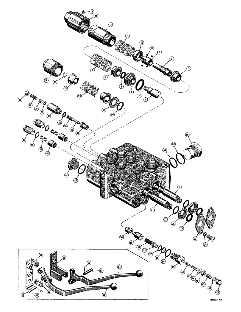 Схема запчастей Case 420C - (168) - D29615 HYDRAULIC CONTROL VALVE (07) - HYDRAULIC SYSTEM