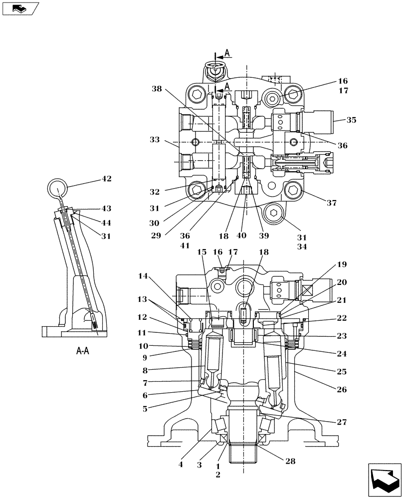 Схема запчастей Case CX235C SR - (35.352.03[01]) - SWING REDUCTION UNIT - COMPONENTS (35) - HYDRAULIC SYSTEMS