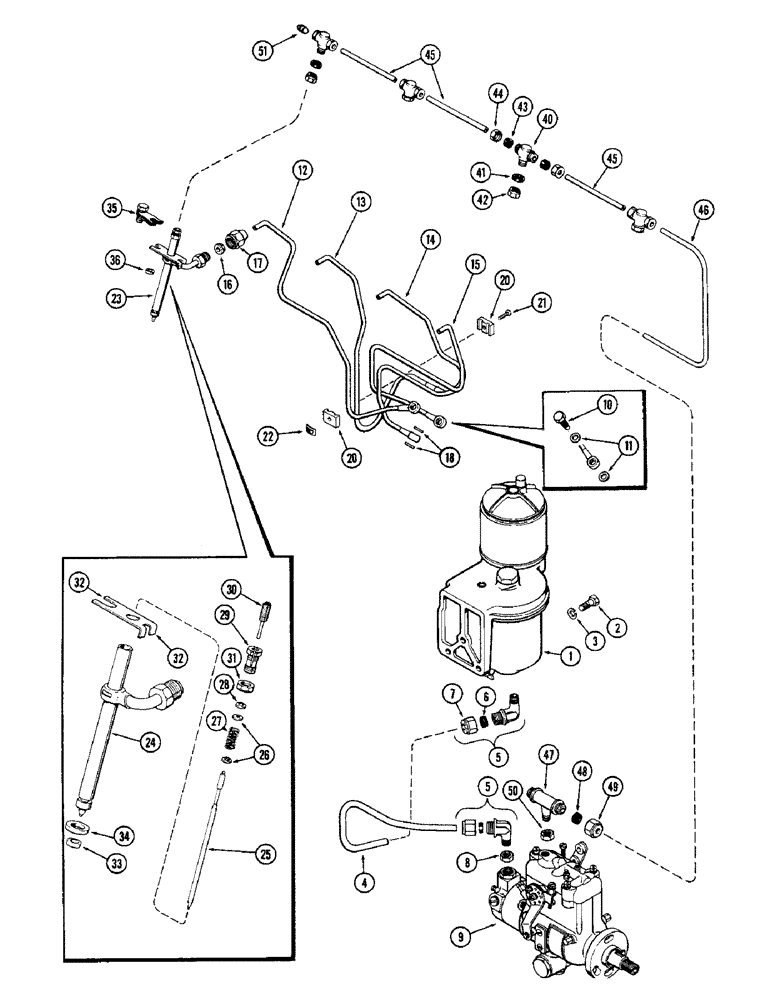 Схема запчастей Case 310G - (024) - FUEL INJECTION SYSTEM, (188) DIESEL ENGINE (02) - FUEL SYSTEM