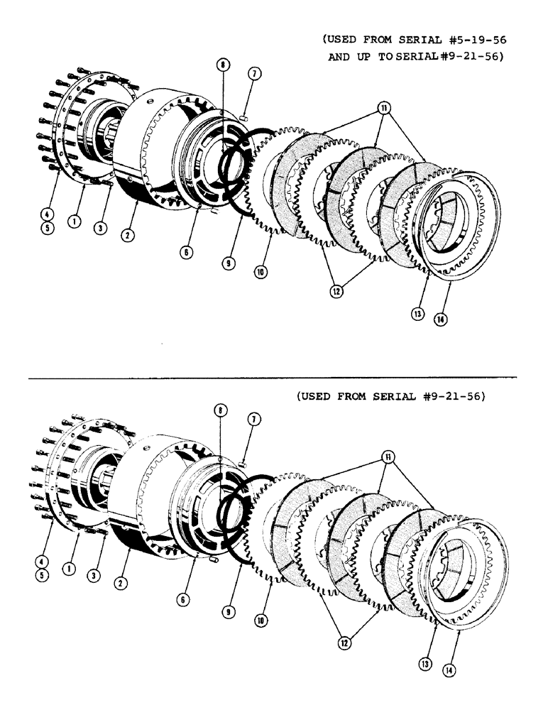 Схема запчастей Case 600 - (076) - TRANSMISSION INSTALLATION, HYDRAULIC CLUTCH PARTS (03) - TRANSMISSION