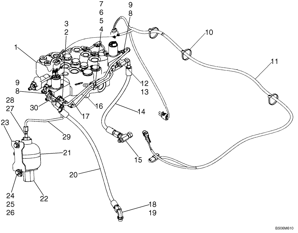 Схема запчастей Case 430 - (08-08A) - HYDRAULICS, ATTACHMENT (430 WITH PILOT CONTROL) (08) - HYDRAULICS