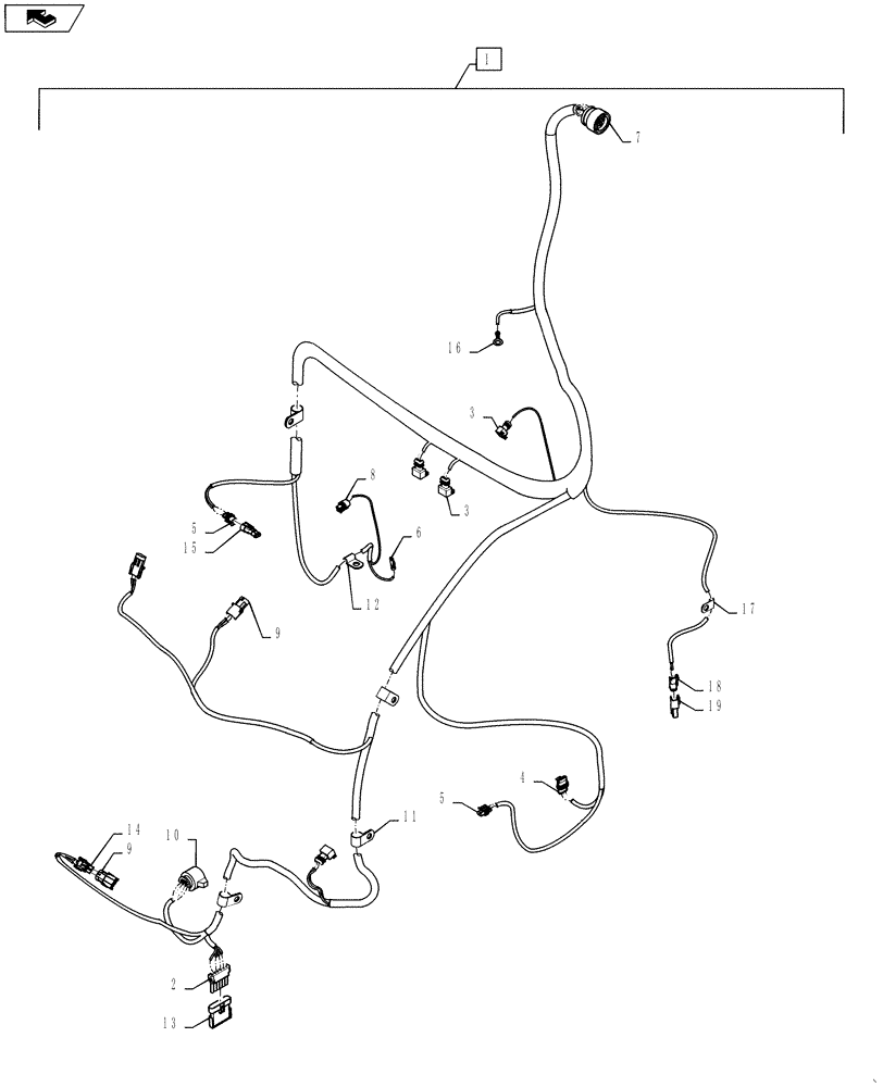 Схема запчастей Case 621F - (55.100.06[01]) - TRANSMISSION HARNESS (55) - ELECTRICAL SYSTEMS