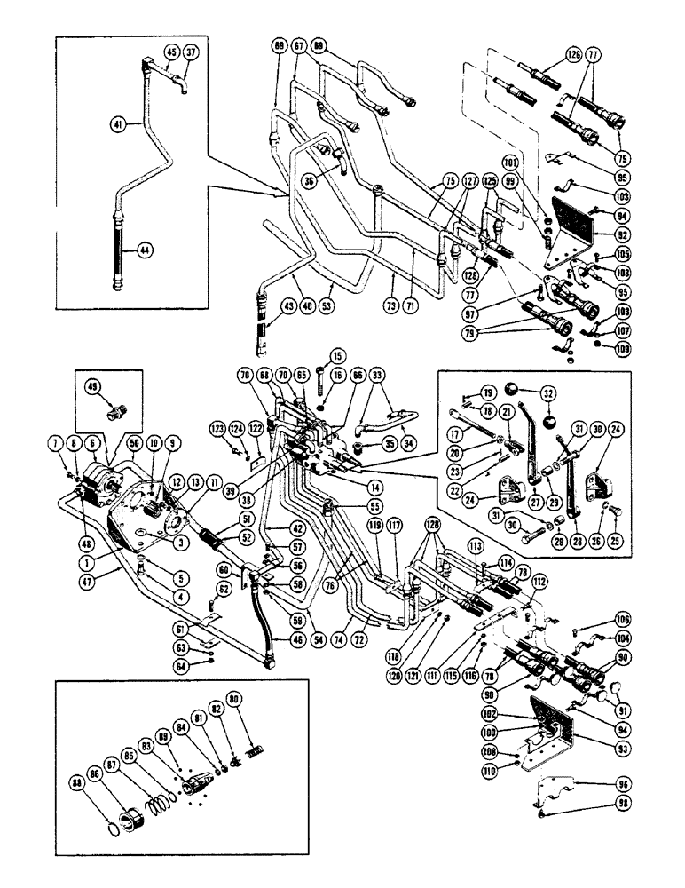 Схема запчастей Case 600 - (236) - DUAL PULL-BEHIND INSTALLATION, VALVE, LEVERS, PUMP, TUBES, HOSES, FITTINGS, (FROM S/N 7060799) (07) - HYDRAULIC SYSTEM