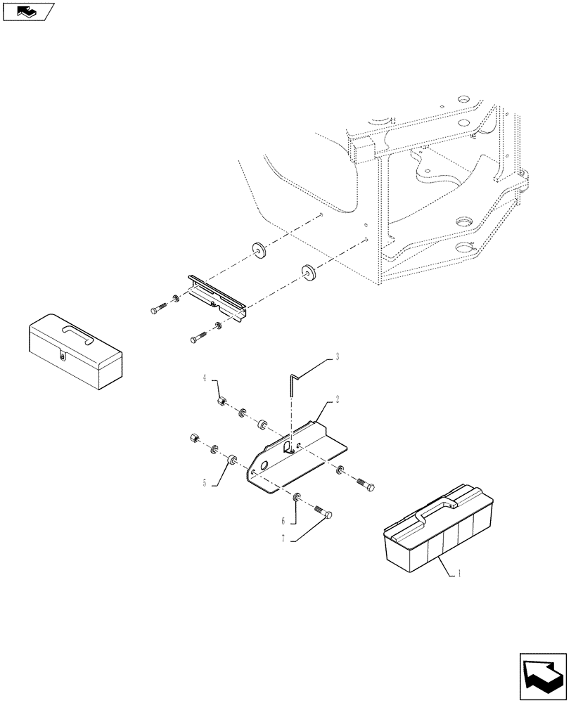 Схема запчастей Case 621F - (88.100.04) - TOOL BOX (88) - ACCESSORIES