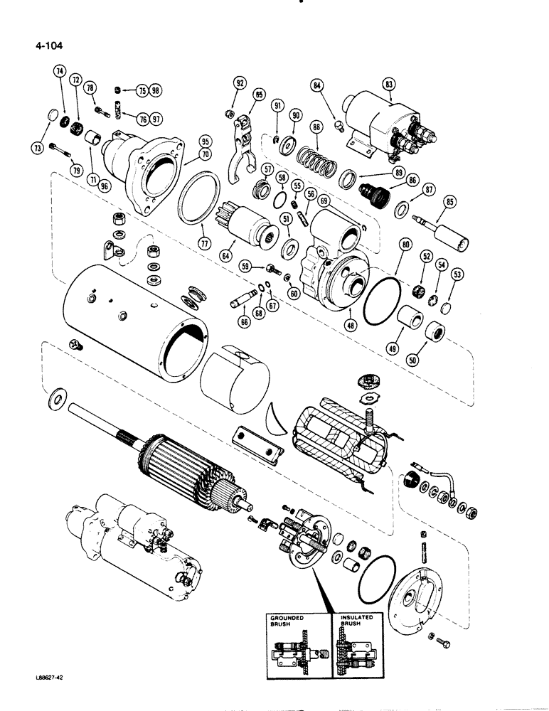 Схема запчастей Case 1455B - (4-104) - R43343 STARTER ASSEMBLY, DELCO-REMY (04) - ELECTRICAL SYSTEMS