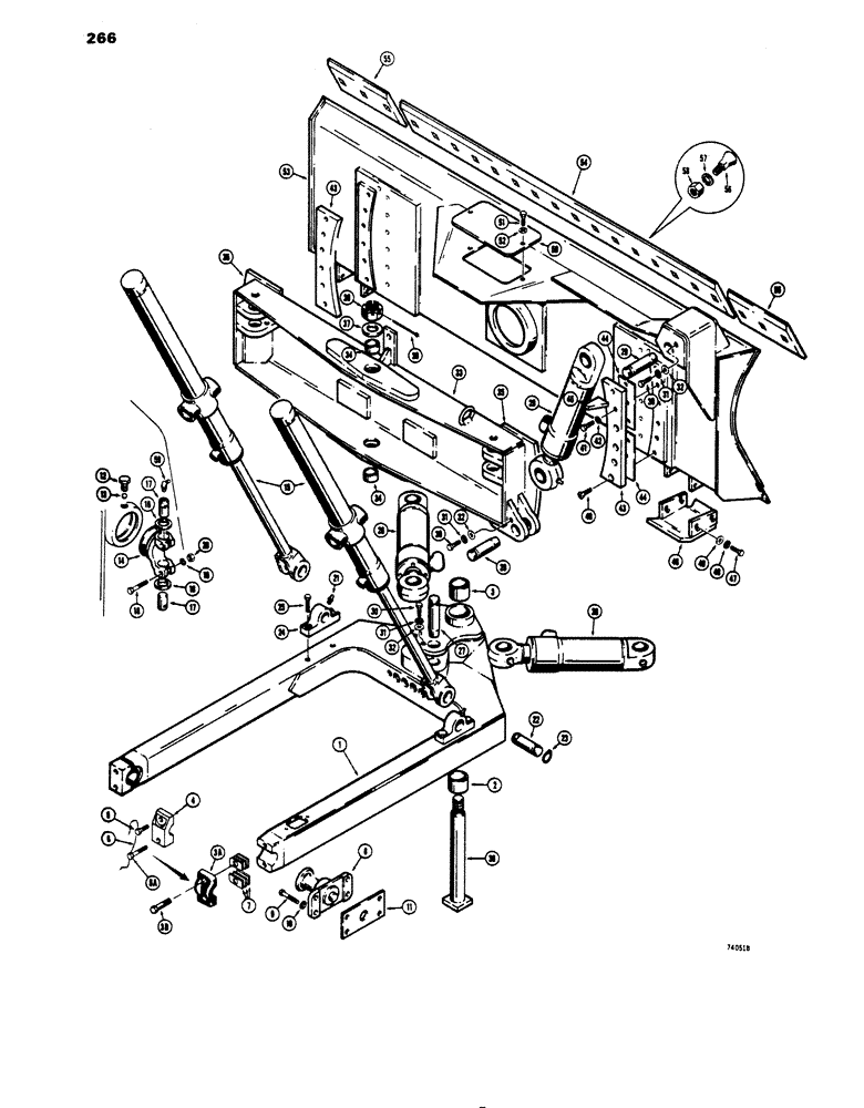 Схема запчастей Case 450 - (266) - POWER ANGLE TILT DOZER, MODELS WITH 87 3/4" WIDE DOZING BLADE (05) - UPPERSTRUCTURE CHASSIS