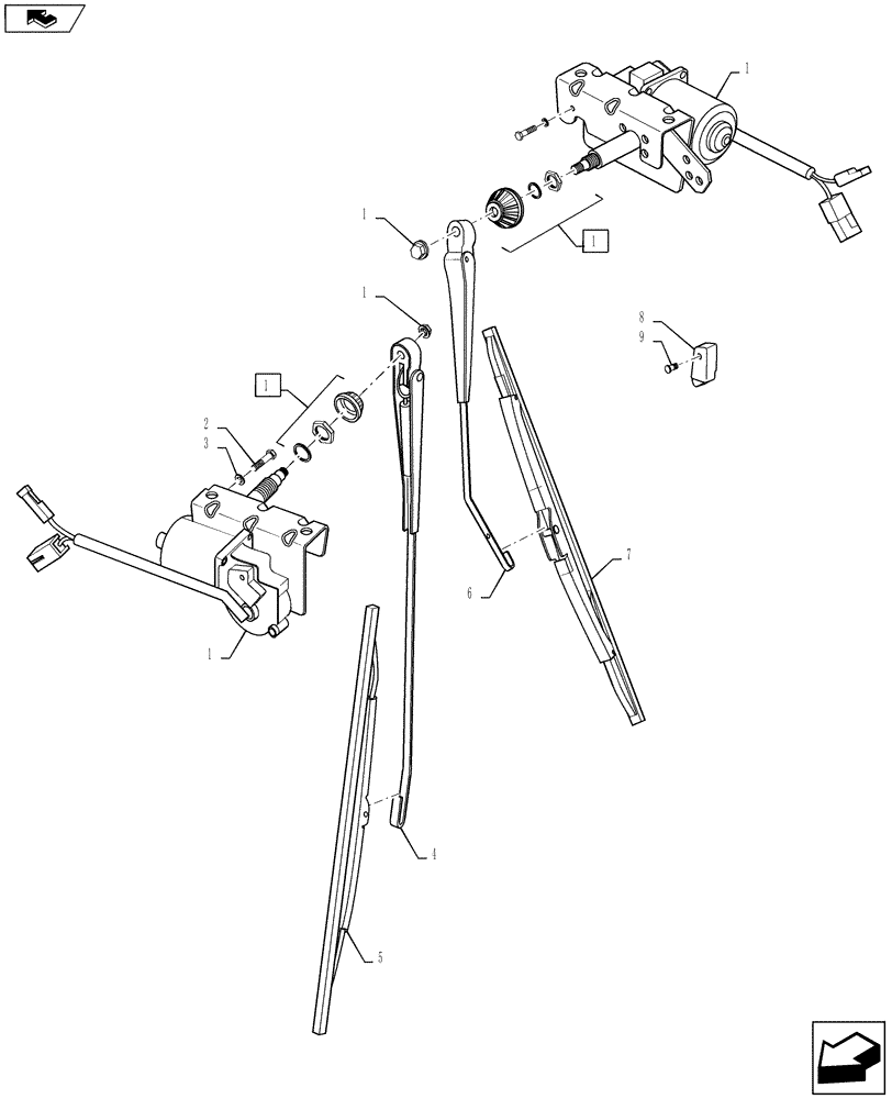 Схема запчастей Case 580SM - (55.518.06) - CAB - WIPERS (55) - ELECTRICAL SYSTEMS