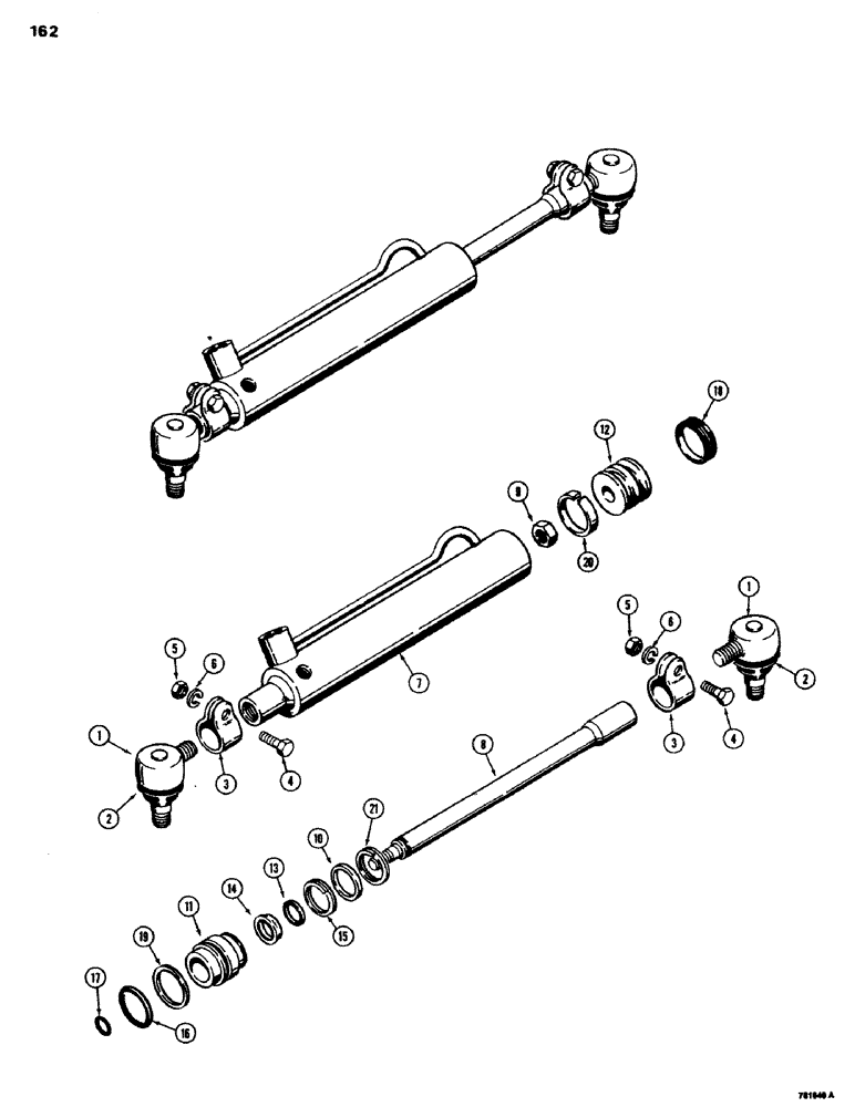 Схема запчастей Case 580C - (162) - D84800 STEERING CYLINDERS, WITH DOUBLE GROOVE PISTON (05) - STEERING