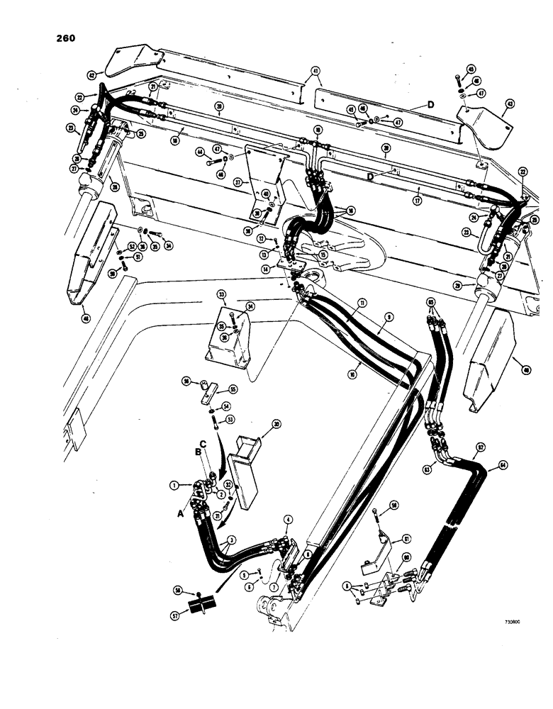 Схема запчастей Case 850 - (258) - PWR ANGLE TILT PITCH DOZER HYD, TILT & PITCH CIRCUIT-CONTROL VALVE TO CYL, USED BEF. TRAC S/N7074906 (05) - UPPERSTRUCTURE CHASSIS