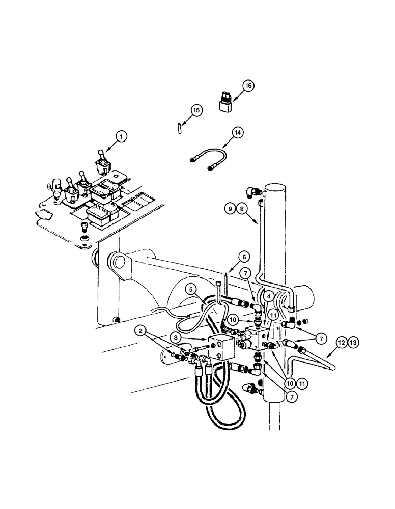 Схема запчастей Case 885 - (08-034[01]) - BLADE HYDRAULIC CIRCUIT - FLOAT CONTROL (08) - HYDRAULICS