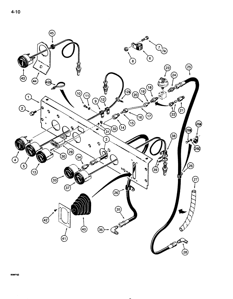 Схема запчастей Case 855D - (4-10) - INSTRUMENT PANEL AND GAUGES (04) - ELECTRICAL SYSTEMS