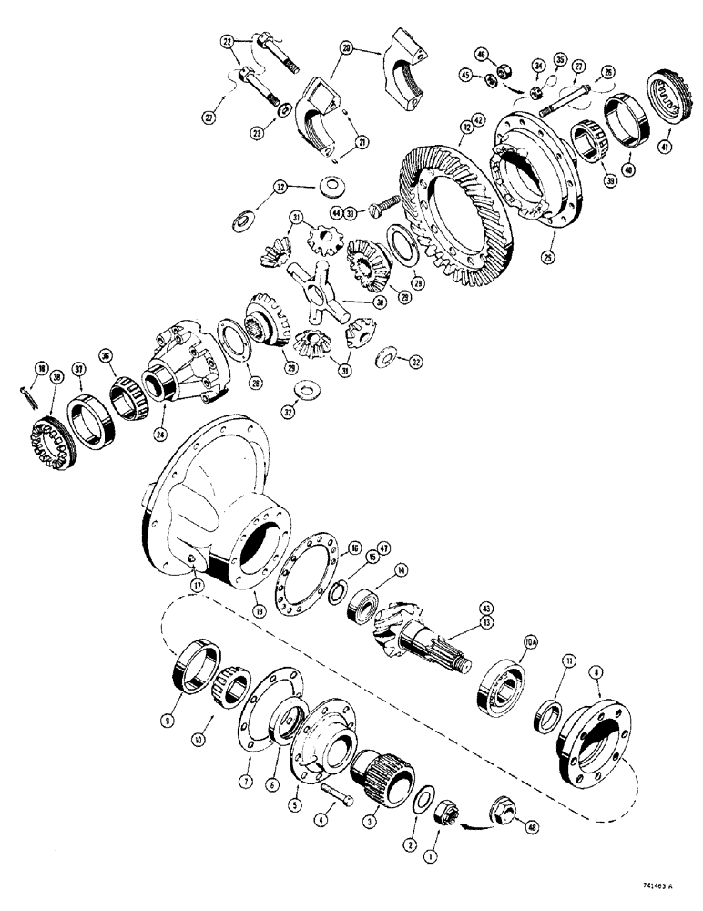 Схема запчастей Case 680CK - (090) - L54078 REAR AXLE, DIFFERENTIAL, CARRIER AND GEARS (27) - REAR AXLE SYSTEM