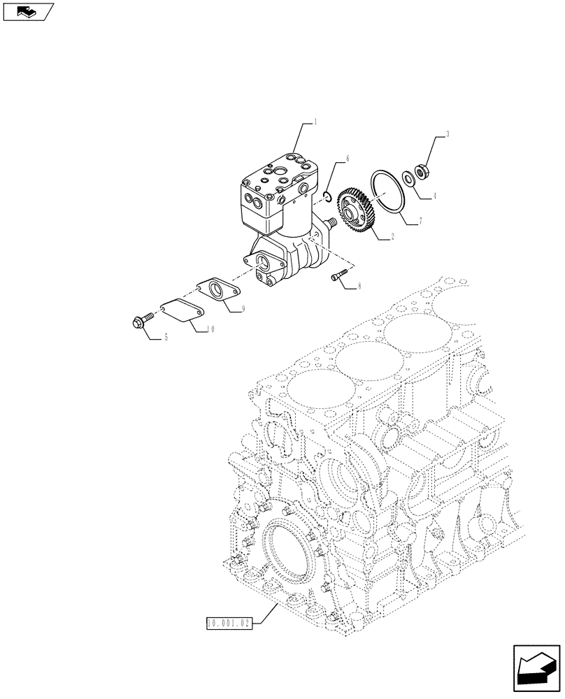 Схема запчастей Case F2CFE614D A004 - (50.200.01 02) - COMPRESSOR, AIRCOND. (504387497) (50) - CAB CLIMATE CONTROL