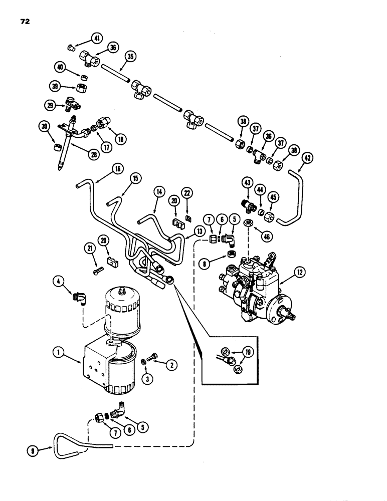 Схема запчастей Case 1835 - (072) - FUEL INJECTION AND FILTER SYSTEM, 188 DIESEL ENGINE (03) - FUEL SYSTEM