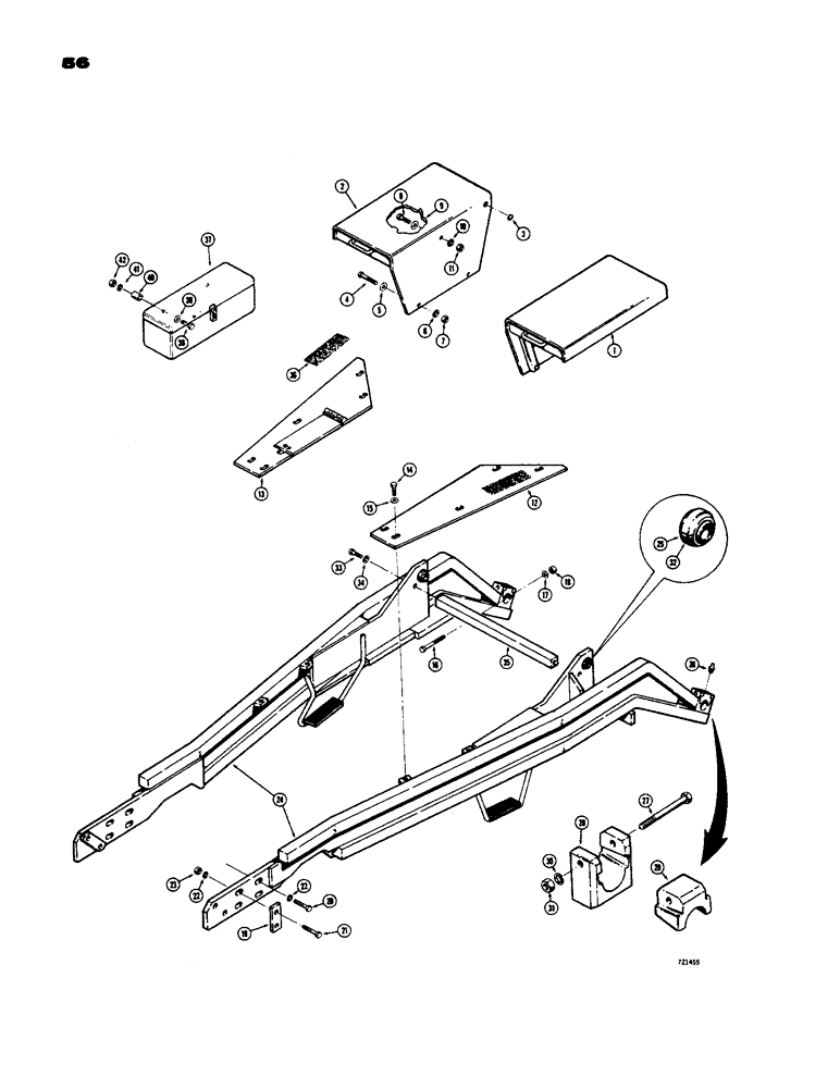 Схема запчастей Case 584 - (56) - SUBFRAME AND FENDERS, TOOL BOX (39) - FRAMES AND BALLASTING