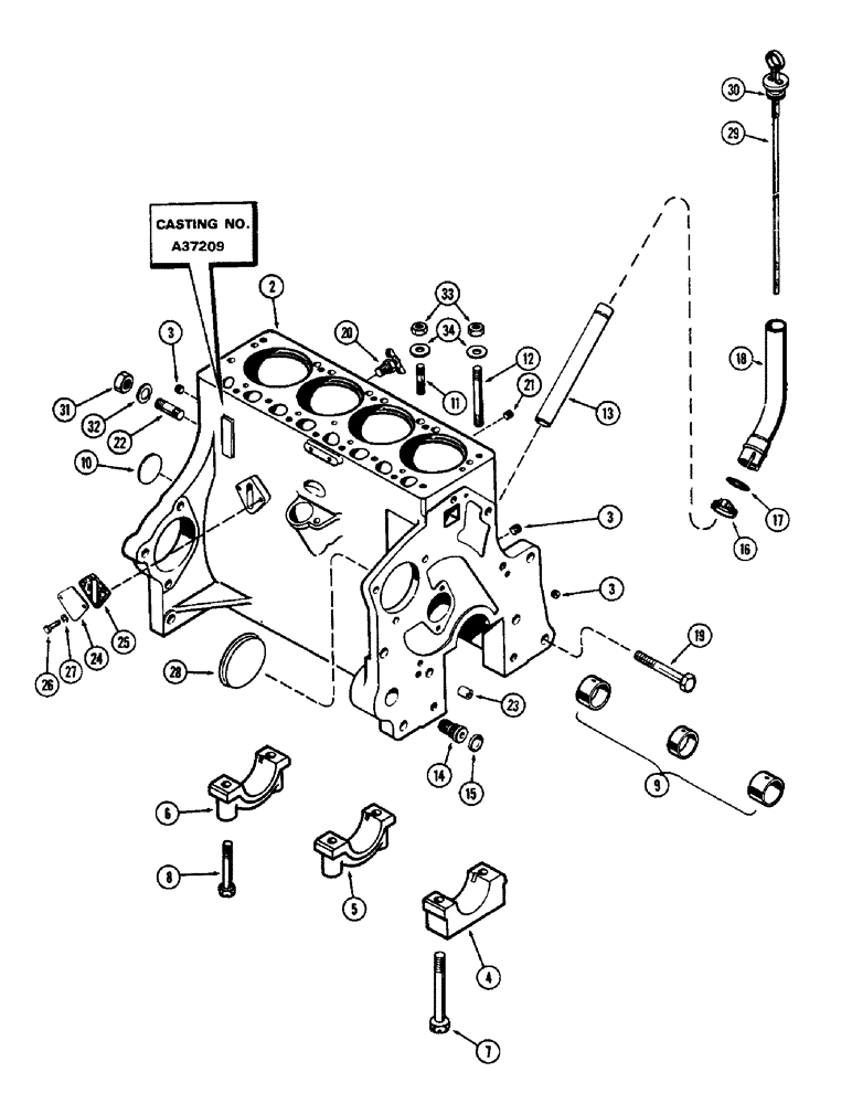 Схема запчастей Case 580B - (060) - CYLINDER BLOCK, (159) SPARK IGNITION ENGINE (02) - ENGINE