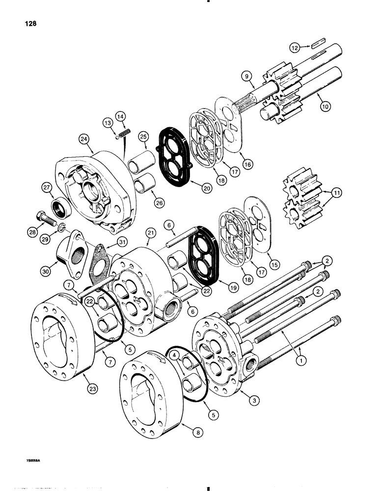 Схема запчастей Case 1845B - (128) - D82186 DUAL PUMP (06) - POWER TRAIN