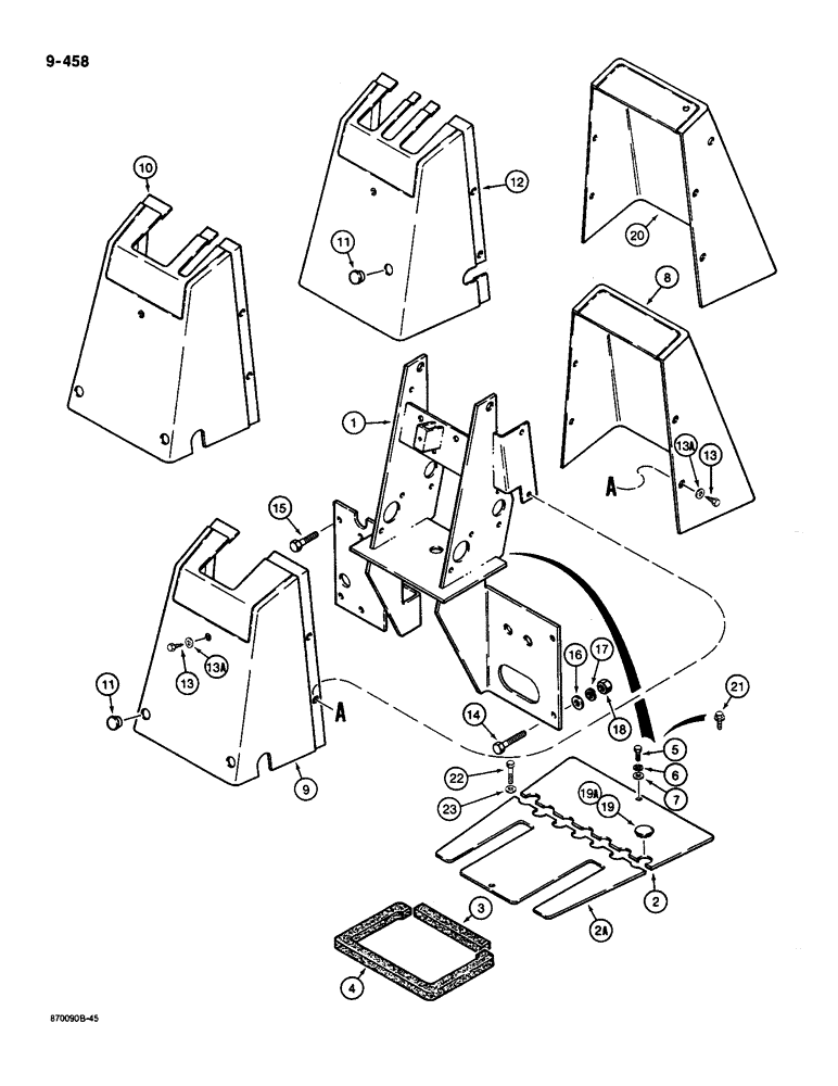 Схема запчастей Case 580K - (09-458) - BACKHOE CONTROL TOWER, USED ON MODELS WITHOUT TILT BACKHOE CONTROLS (09) - CHASSIS/ATTACHMENTS