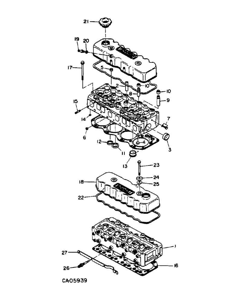 Схема запчастей Case 4155 - (12-04) - POWER, CYLINDER HEAD (04) - Drive Train