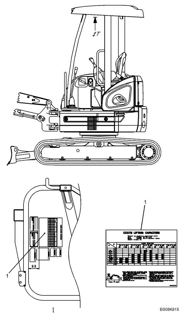 Схема запчастей Case CX27B BTW - (06-022) - NAME PLATE INSTALLATION (STD ARM FOR CANOPY) (PV22T00109F1) (90) - PLATFORM, CAB, BODYWORK AND DECALS