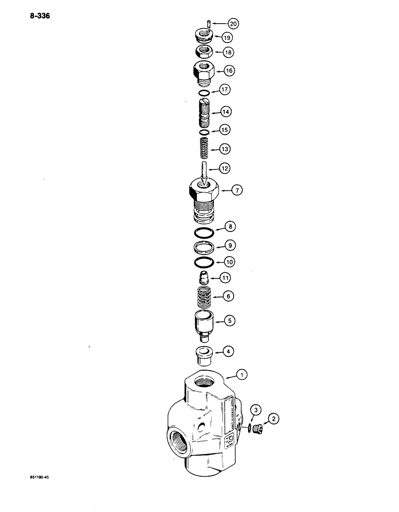 Схема запчастей Case 680K - (8-336) - D131348 HYDRAULIC BACKHOE RELIEF VALVE (08) - HYDRAULICS