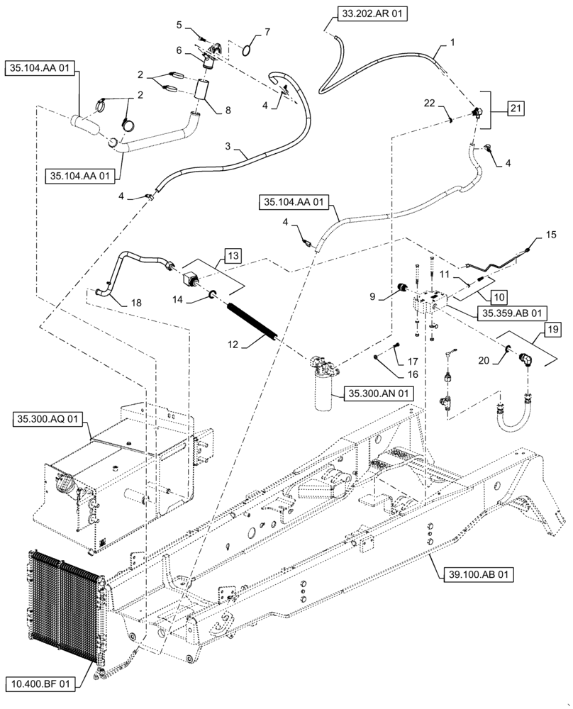 Схема запчастей Case 586H - (35.104.AA[02]) - HYDRAULIC LINES FILTER TO PRIORITY VALVE - W/PARKER PUMP (BEFORE MARCH 2016) (35) - HYDRAULIC SYSTEMS